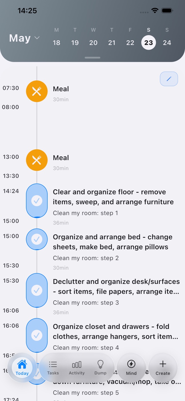 Flowo showing a planned day
